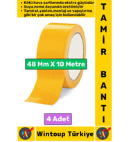 Ultra Güçlü Su Neme Dayanıklı Çok Amaçlı Montaj Onarım İzolasyon Tamir Bantı Sarı 48 Mmx10 Mtr 4 Adt
