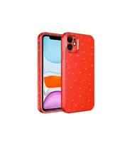 Apple iPhone 11 Uyumlu Kılıf Kamera Korumalı Simli Lüks Zore Koton Kapak (Kırmızı)