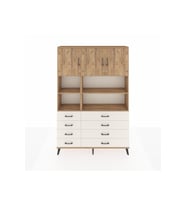 Arges Dolap 8 Raflı 8 Çekmeceli 3 Kapaklı 132x30x195 Çam-Çam/Aytaşı