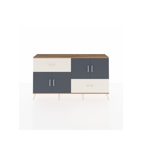 Arges Konsol 3 Raflı 2 Çekmeceli 4 Kapaklı 176x30x99 Çam-Antrasit/Aytaşı