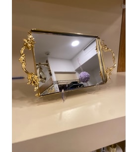 TEPSİ KULPLU PİRİNÇ MİNİBOY 22X16 CM ALTIN