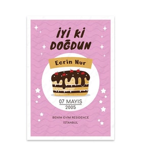 Bsa3t1016 - Doğum Günü / Baby Shower Kişiye Özel Afiş Poster (29,7×42CM)