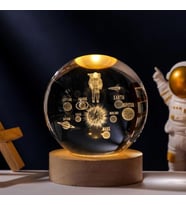 Led Işıklı Kristal Astronot Gezegen Küre 3D Güneş Sistemi Topu Ev Ofis Dekor