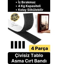 Premium Çivisiz Resim Çerçeve İz Bırakmaz Sökülebilen Tablo Asma Bandı 4'lü Set Cırt Bant Yapışkan