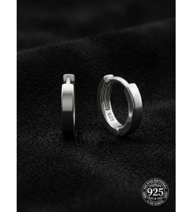 925 Ayar Gümüş Rodyum Kaplama Yuvarlak Tragus - Piercing Halka Küpe - Çift (2x9mm)