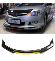 Honda Civic FD6 Sarı Renkli Şeritli Dilli Ön Lip 4 Prç Parlak Siyah ABS
