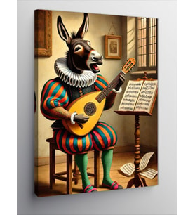 Kanvas Tablo Eşek Adam Ve Gitar