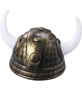 Boynuzlu Viking Miğfer Plastik Şapka Gold 18x15 cm
