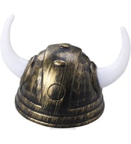 Boynuzlu Viking Miğfer Plastik Şapka Gold 18x15 cm