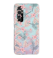 Xiaomi  Mi Note 10 Lite  Kamera Korumalı Kapak Floral Kırmızı Tasarımlı Şeffaf  Kılıf