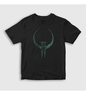 Presmono Unisex Çocuk Siyah Logo Oyun Quake 2 II T-Shirt 511289tt
