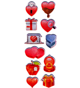 Sticker Kabartmalı Stiker Defter, Planlayıcı Etiket (cb777) 16x7 cm- Kalp Aşk