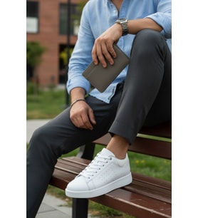 Enoch Nefes Alan Yan Panel Tasarımlı Modern Klasik Düz Taban Sneaker