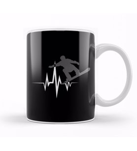 Cool Snowboarder Heartbeat Snowboarding Heart Beat Kupa Bardak Porselen