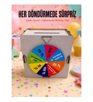 Mey İthalat® Şans Çarklı Tasarruf KutusuAhşap Para Biriktirme Oyunu