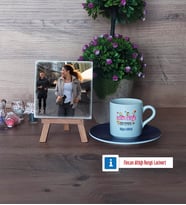 Beden Eğitimi Öğretmeni Fotoğraflı Dekoratif Taş, Ahşap Altlıklı Türk Kahvesi Fincanı Hediye (Model 4)