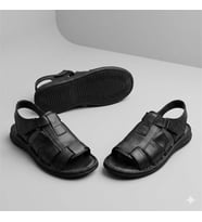 Kindep (Peker) İçi Dışı Hakiki Deri Günlük Çok Rahat Erkek Sandalet BLACK
