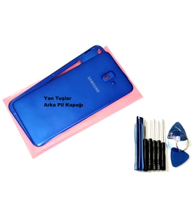Tkgz Samsung Galaxy J6 Plus KASA Arka Pil Batarya Kapağı (TAMİR SETİ) MAVİ