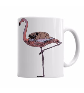 Flamingo Pug Köpek Kupa Bardak Porselen