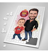 Babasını Çok Seven Erkek Çocuk Karikatürlü Puzzle