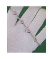 Kalpli Zirkon Taşlı Gümüş Bileklik 18 Cm (Açık Pembe)