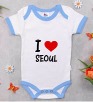 BK Kids I Love Seoul Tasarımlı Mavi Bebek Body Zıbın - Model 1
