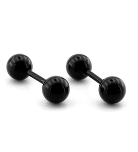 Siyah Renkli Top Uçlu Vidalı Bar Piercing Kadın Erkek Küpe ER047