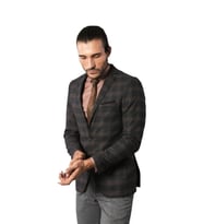 Ekose Desenli Yün Slimfit Ceket - Wessi (Bordo)
