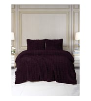 Merinos Dıamond 3 Parça Bubble Kürk Comforter Set Mürdüm