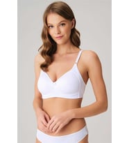 BalensizDesteksiz Dolgusuz Toparlayıcı Yumuşak Süngerli Günlük Klasik Küçültücü Sütyen (Beyaz)
