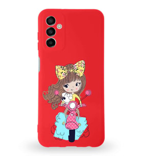 Samsung Galaxy M23 Uyumlu Lansman Kılıf. Altı Kapalı İçi Kadife  Vespagirl Tasarımlı Silikon Kapak (Şeffaf)