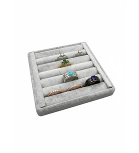 Süet Kumaş Gri Renk 15 cm / 15 cm Yüzük Sergileme Standı