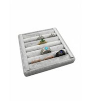 Süet Kumaş Gri Renk 15 cm / 15 cm Yüzük Sergileme Standı