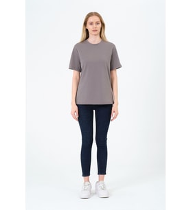Kadın Bisiklet Yaka Kısa Kollu  Basic T-Shirt - İnterlok Kumaş