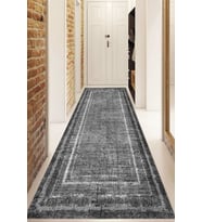 Dijital Baskılı Kaymaz Taban Yıkanabilir Modern Yolluk Ve Koridor Halısı NDU-HT-972 (Gri)