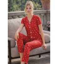 Kadın 01599 Kısa Kol Kaşkorse Pijama Takımı