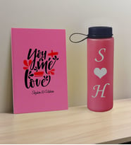 BK Gift Sevgiliye Özel İsimli Pembe Defter ve Fuşya Cam Matara Hediye Seti-15, Sevgiliye Hediye, Sevgililer Günü, Yeni İş Hediyesi