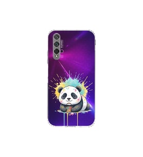 Huawei Nova 5T ile Uyumlu Splash Panda Tasarımlı Şeffaf Silikon Kılıf