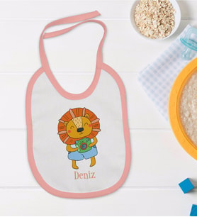 BK Kids Kişiye Özel Pembe Bebek Mama Önlüğü - Model 155