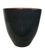 ANTRASİT RENK SIRLI , EL YAPIMI TOPRAK SAKSI 36*38 CM)