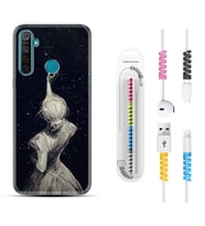 Realme 5i 5 Pro 6i 7 Pro 8 Kılıf Kablo Koruma Spiral Silikon Star Woman 1332