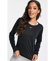 Nike One Dri Fit Pacer Crew T-Shirt Body Uzun Kollu Body Antrenman Üstü Siyah