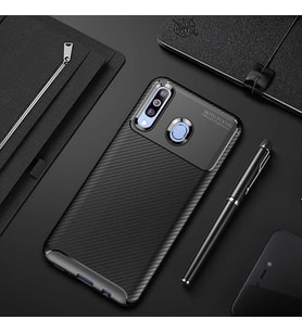 Samsung Galaxy M30 Kılıf Karbon Silikon Case (Siyah)