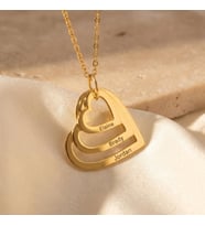 Kişiye Özel 925 Ayar Gümüş Tasarım Kalp 3 İsim Kolye (Gold)