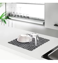 Kare Şekilli Kurutma Matı Bulaşık Altlığı Tezgah Lavabo Durulama Matı (29×29 cm) (Gri)