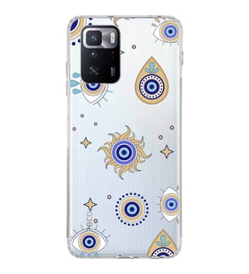 PrintiFy Xiaomi Poco X3 GT ile Uyumlu 1mm Slim Fit Nazar Boncuğu 5 Baskılı Şeffaf  Kılıf
