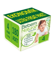 Bebem Bebek Bezi Natural Beden:4 (7-14KG) Maxi 208 Adet Ekonomik Ultra Fırsat Pk