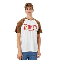 Kolej Tişört Reglan Kol Baskılı Bisiklet Yaka Kısa Kollu T-Shirt Erkek