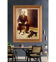 Altın Varaklı Çerçeveli Paspartulu Atatürk Tablo TR1309 (Gold)