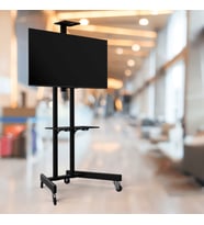 ALPİN TV/Fuar ve Toplantı Odası Standı Video Kamera Askı Aparatlı Tekerlekli Metal Ayaklı TV Sehpası/Ünitesi 40” inç – 75” inç